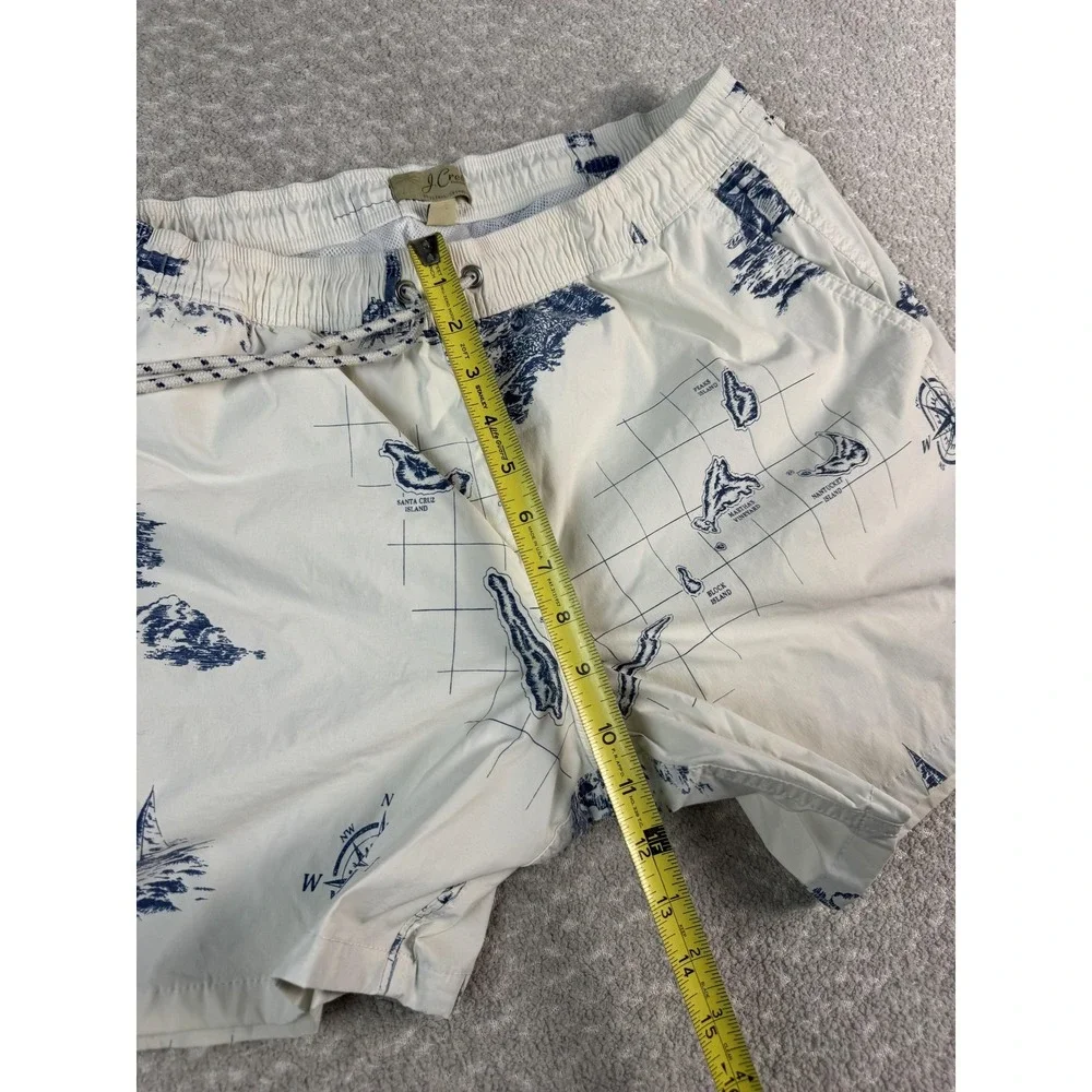 J.Crew Swim Trunks Shorts Mens Large White Nautical Map Print Lined‎ Drawstring